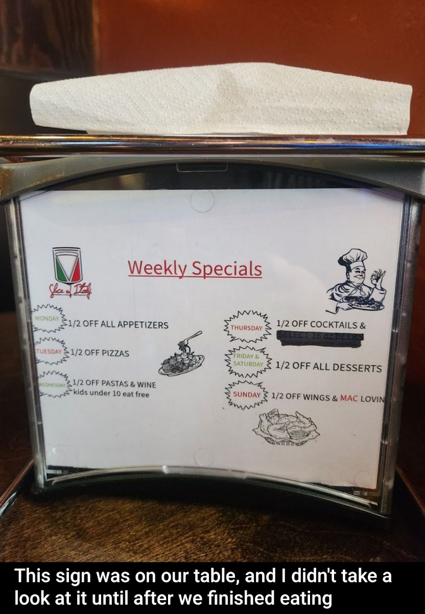 Slice of Italy Menu - Image 1